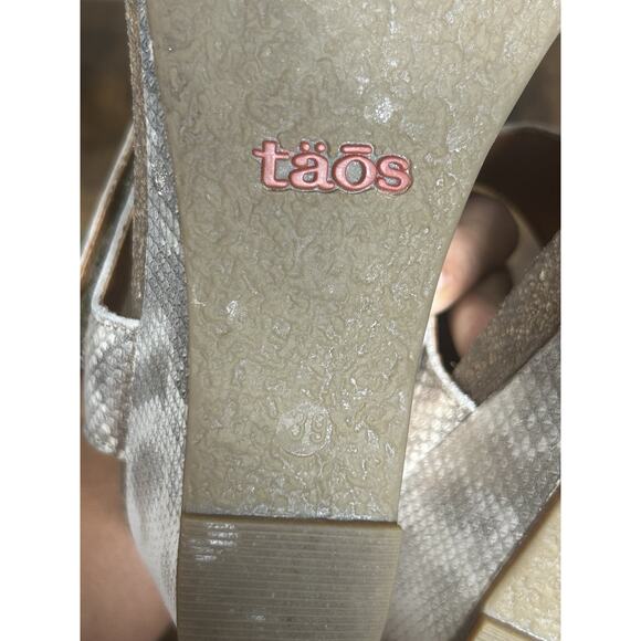 Taos Women's Carousel Silver Leather 2 Strap Wedge Sandal Size 39 US 8/8.5 - Picture 11 of 12